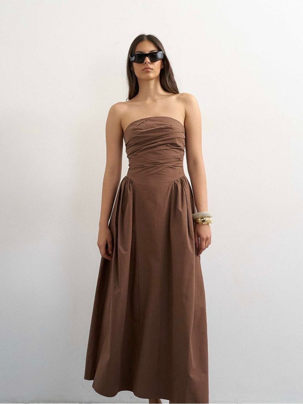 ASOS Strapless Chocolate Brown Maxi Dress